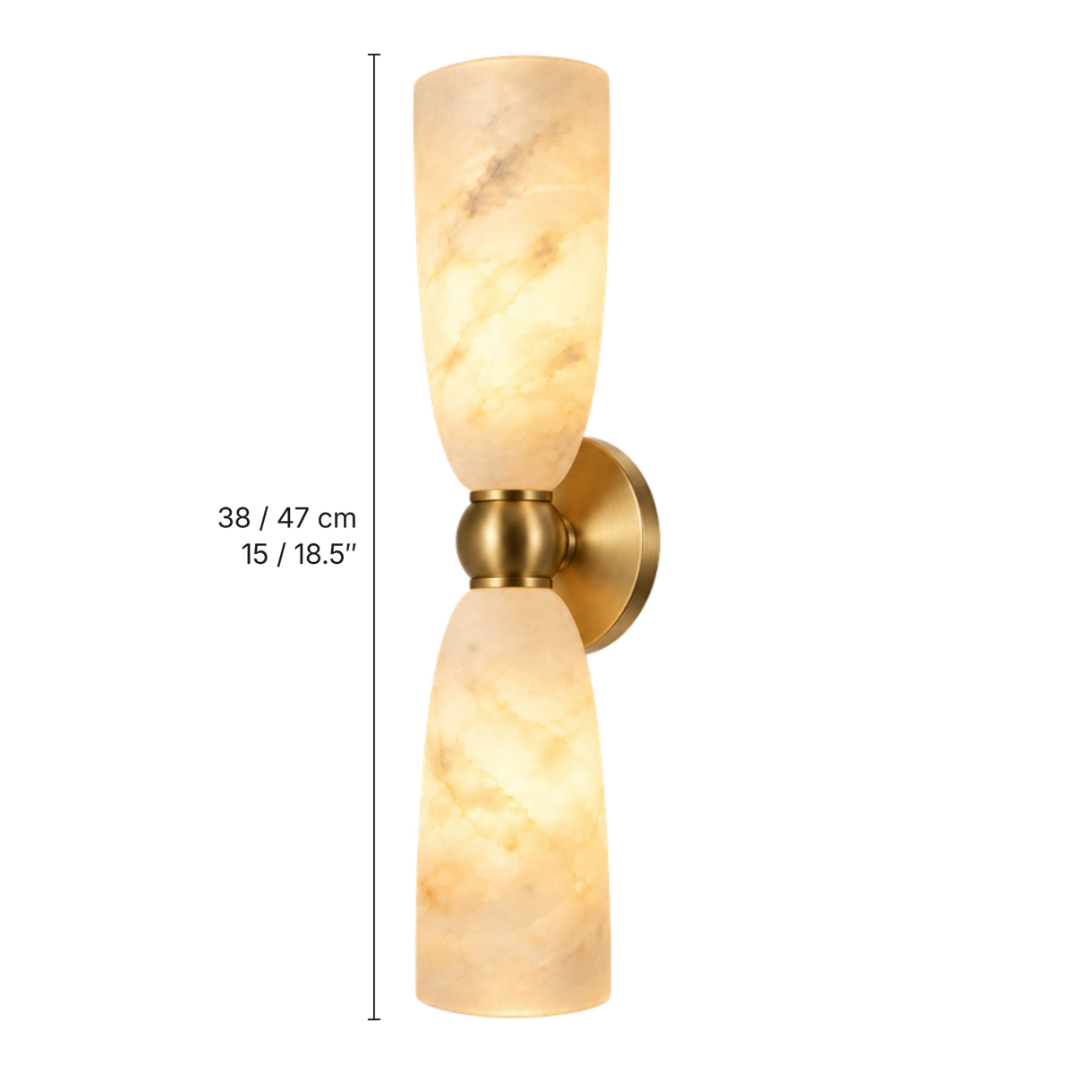 Ottavia Alabaster Twin Wall Light, dimensions