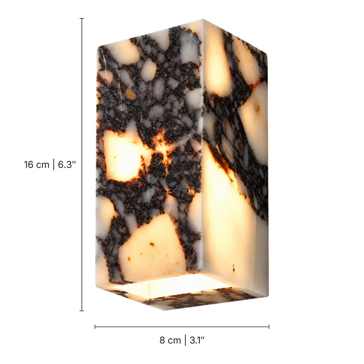 Bruno Marble Block Wall Light, dimensions