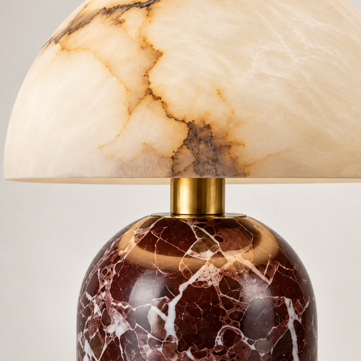 Corvina Marble Cordless Table Lamp, red marble, studio photo