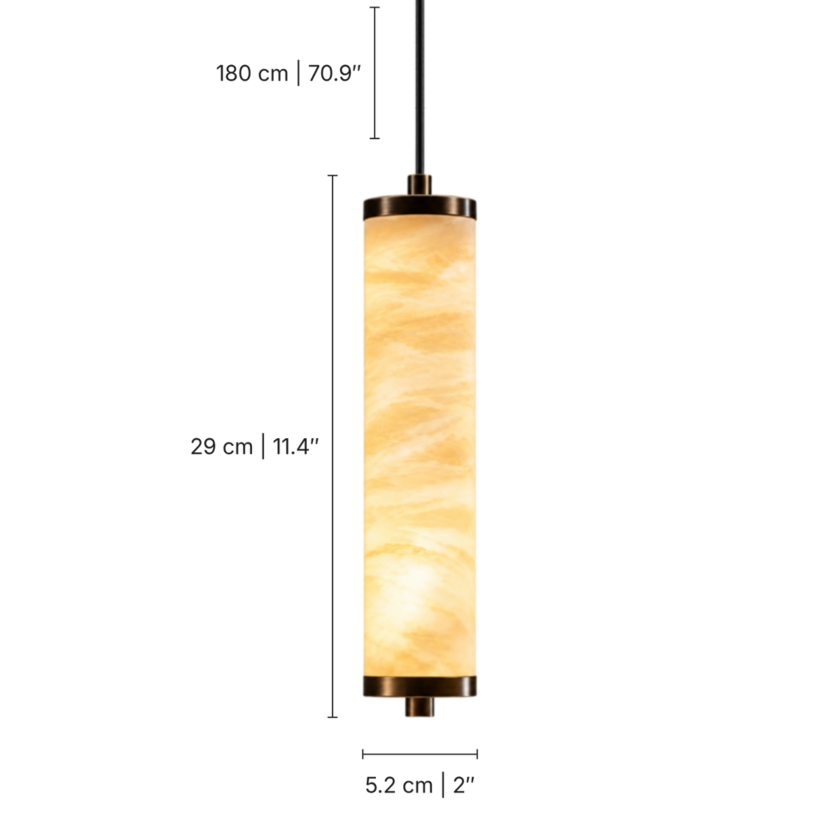 Melina Alabaster Column Pendant Light, dimensions