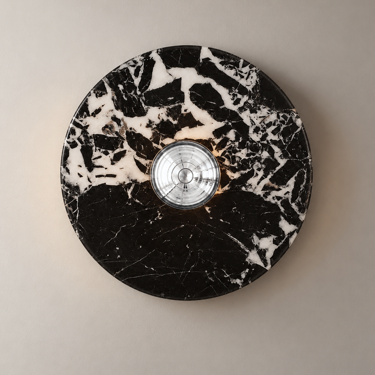 Ebano Marble Disc Wall Light, studio photo
