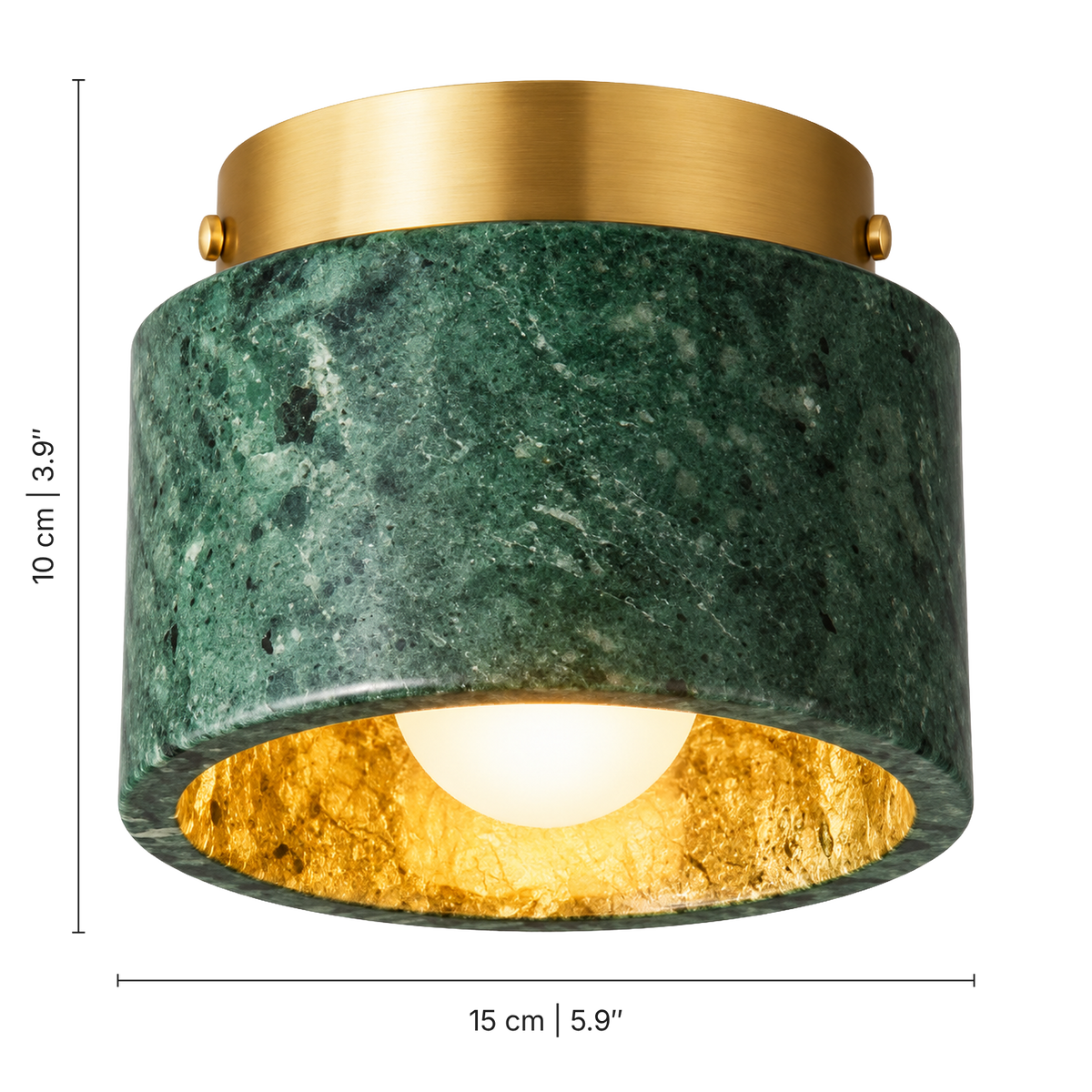 Isola Marble Drum Ceiling Light, Green, dimensions