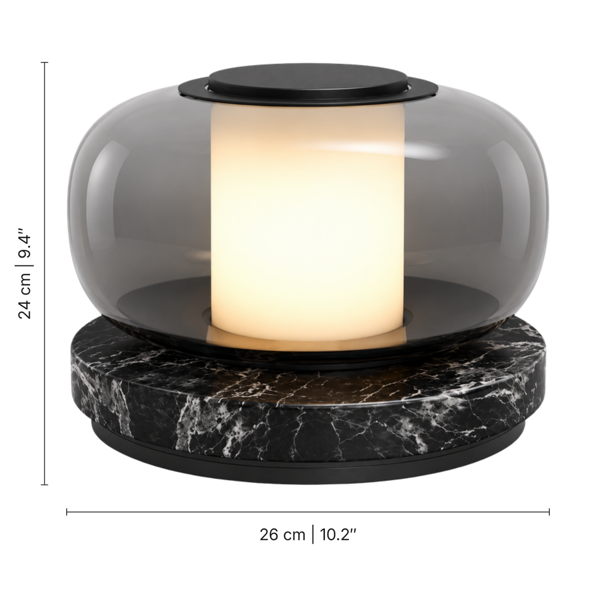 Kora Marble Lantern Table Lamp, dimensions