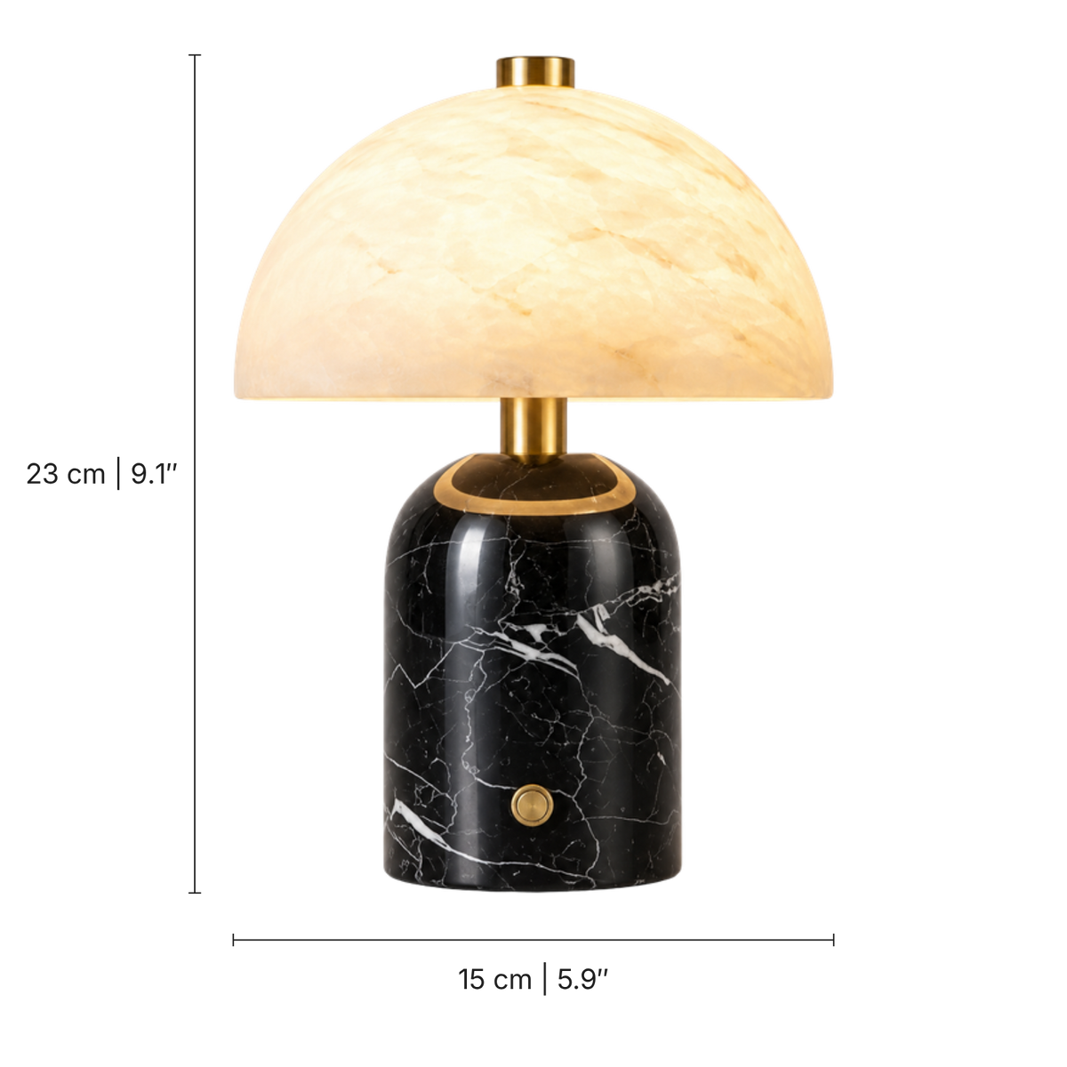 Corvina Marble Cordless Table Lamp, dimensions