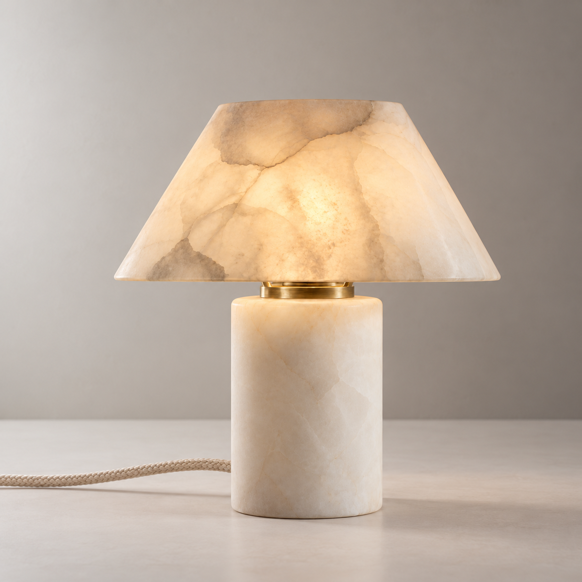 Clara Alabaster Cone Table Lamp, studio photo