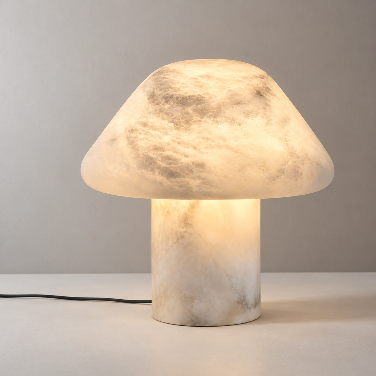 Bianca Alabaster Bell Table Lamp, studio photo
