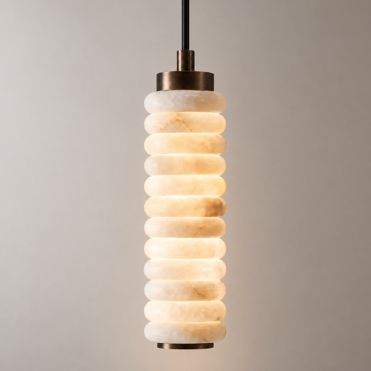 Dorica Alabaster Column Pendant Light, studio photo