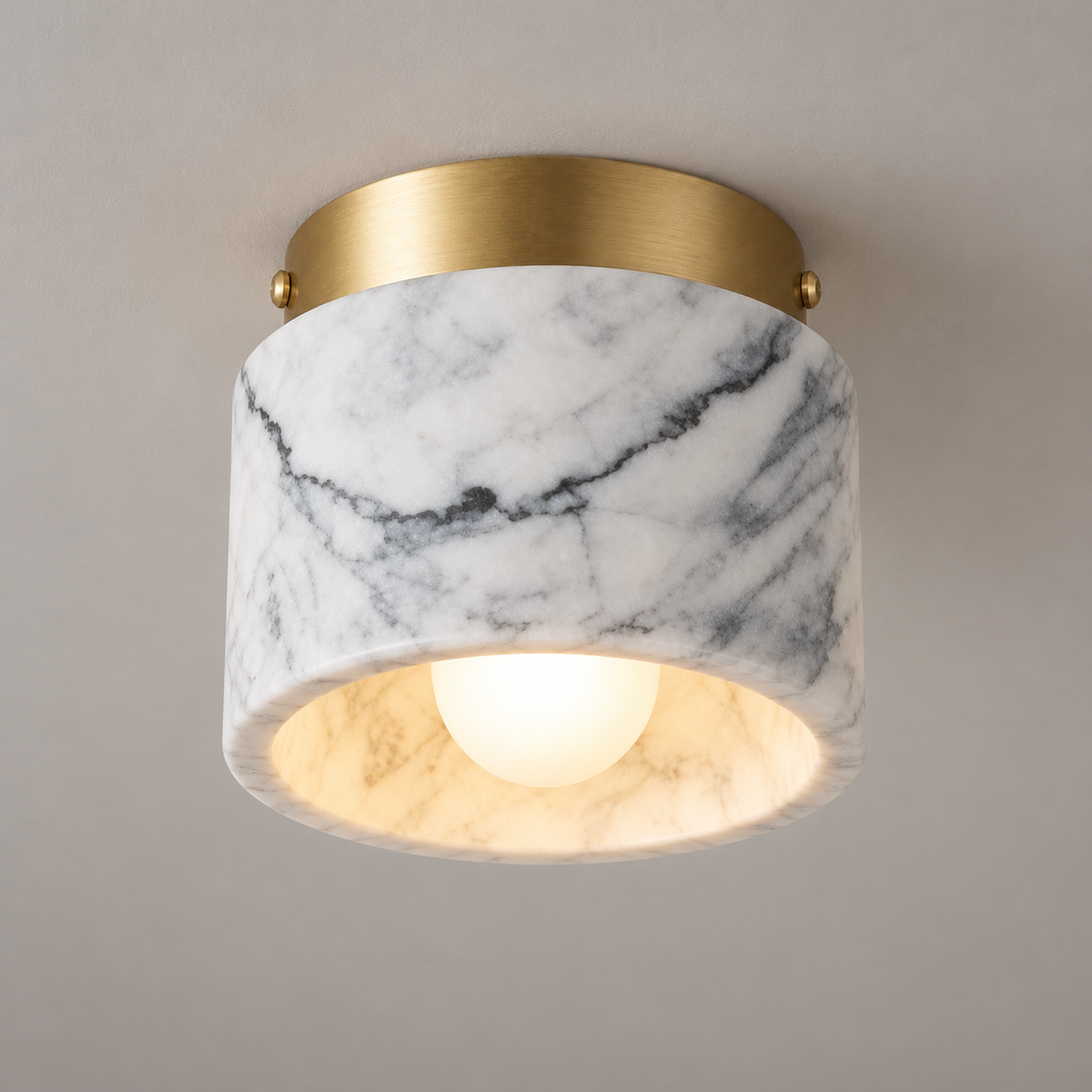 Isola Marble Drum Ceiling Light, studio photo