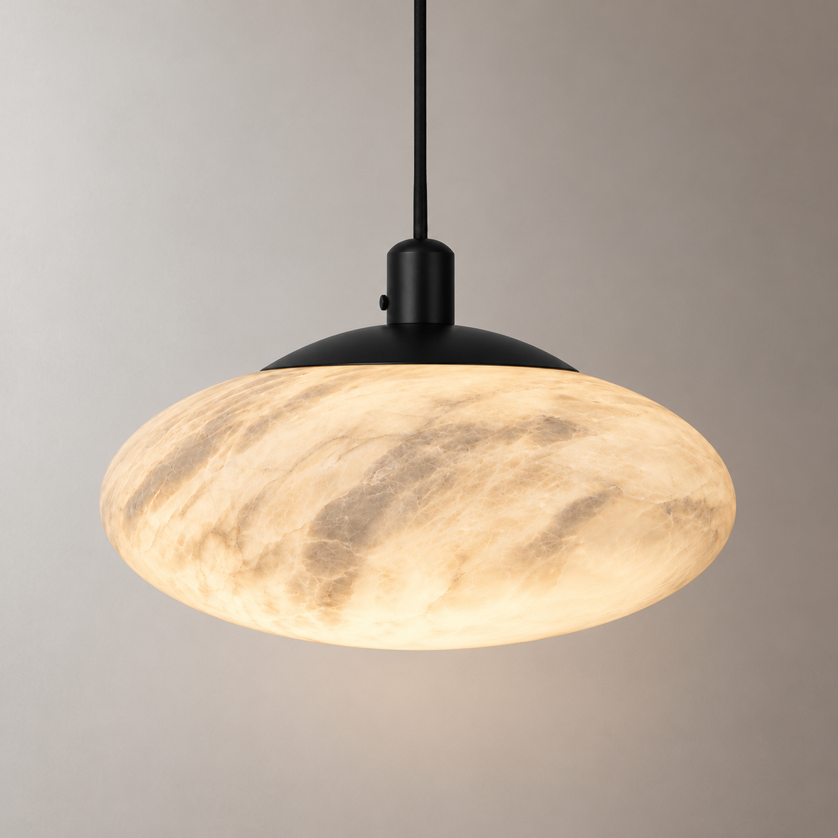 Remo Alabaster Saucer Pendant Light, studio photo