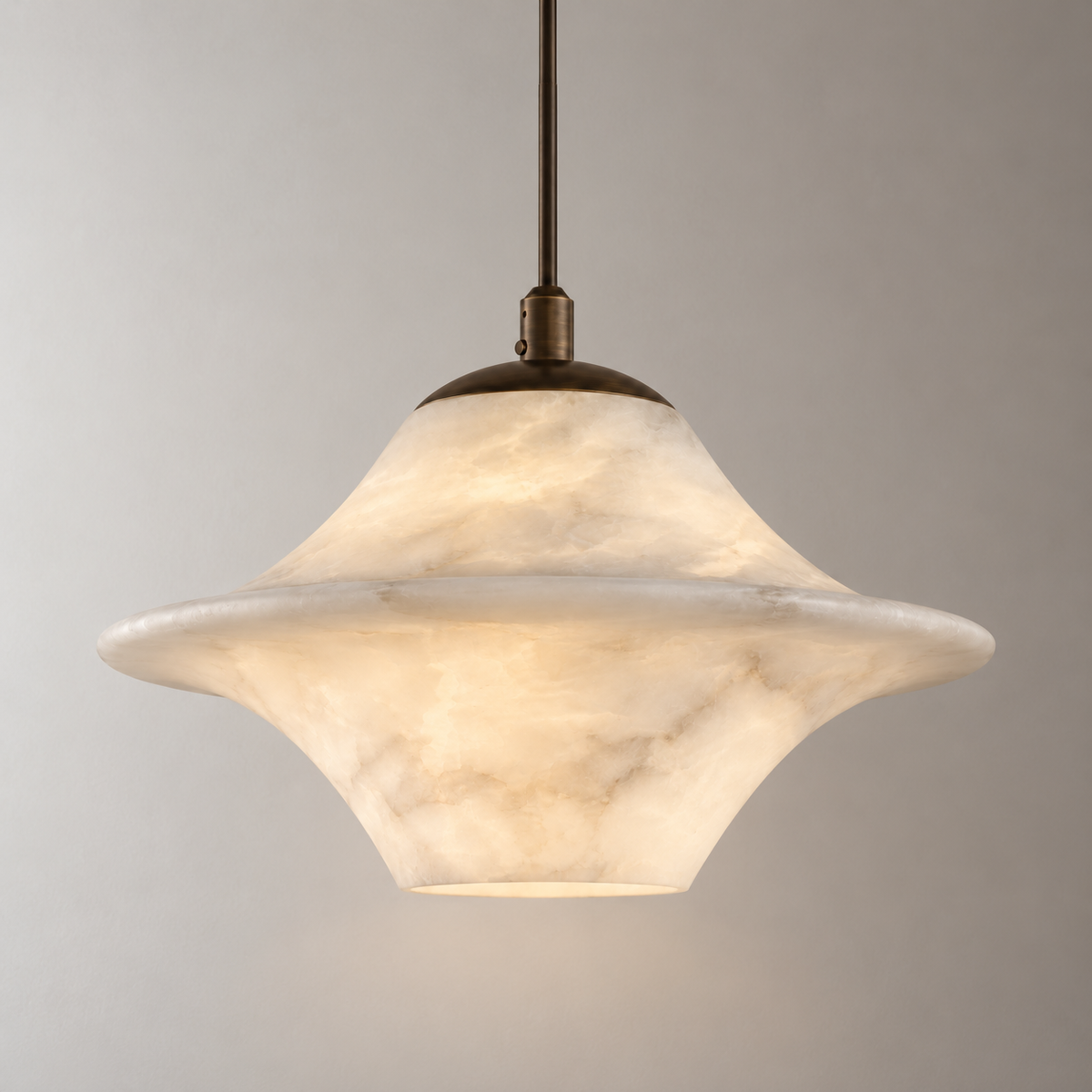 Vesta Alabaster Saturn Pendant Light, studio photo