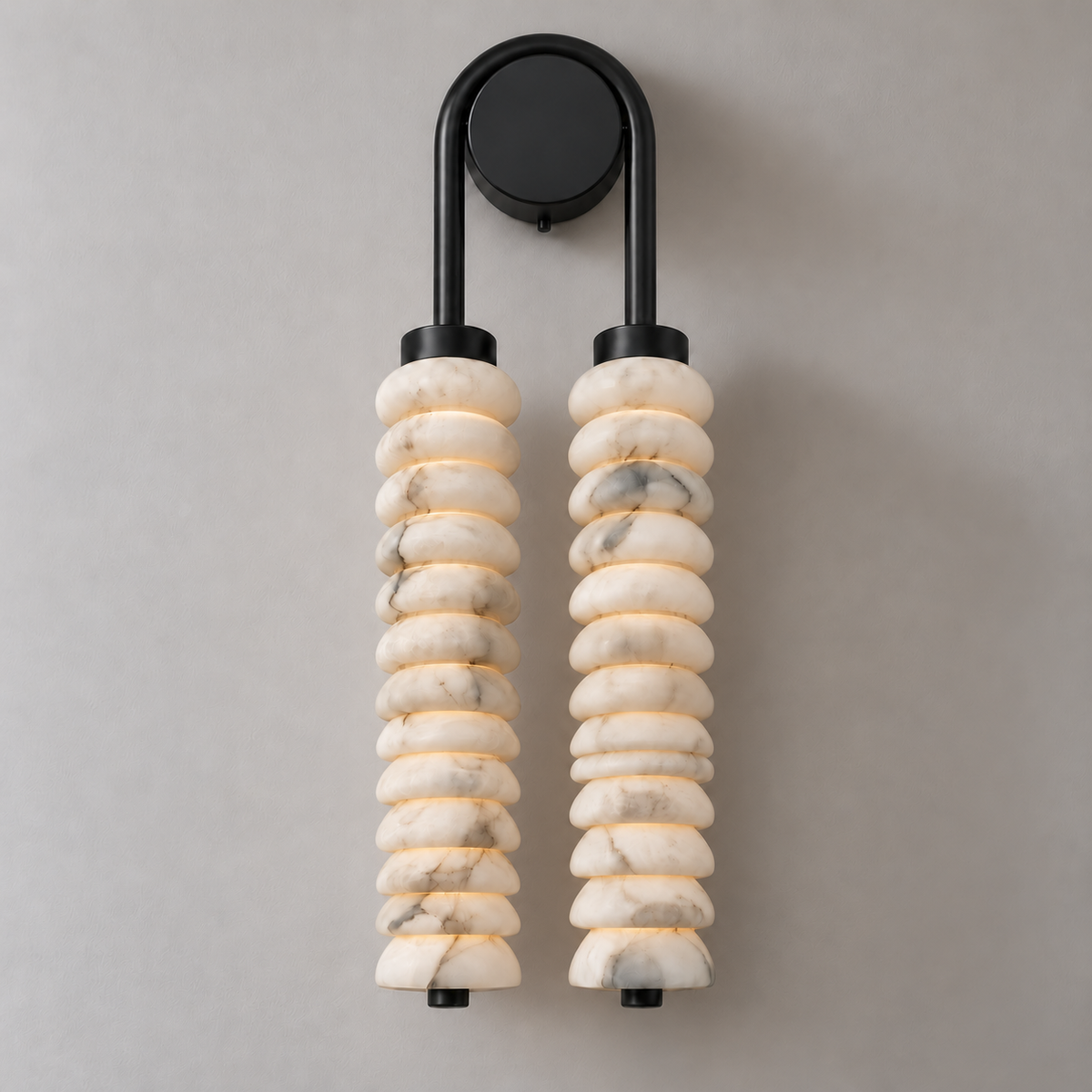 Sabina Alabaster Stacked Wall Light, studio photo