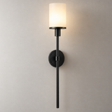 Novella Alabaster Torch Wall Light, Black