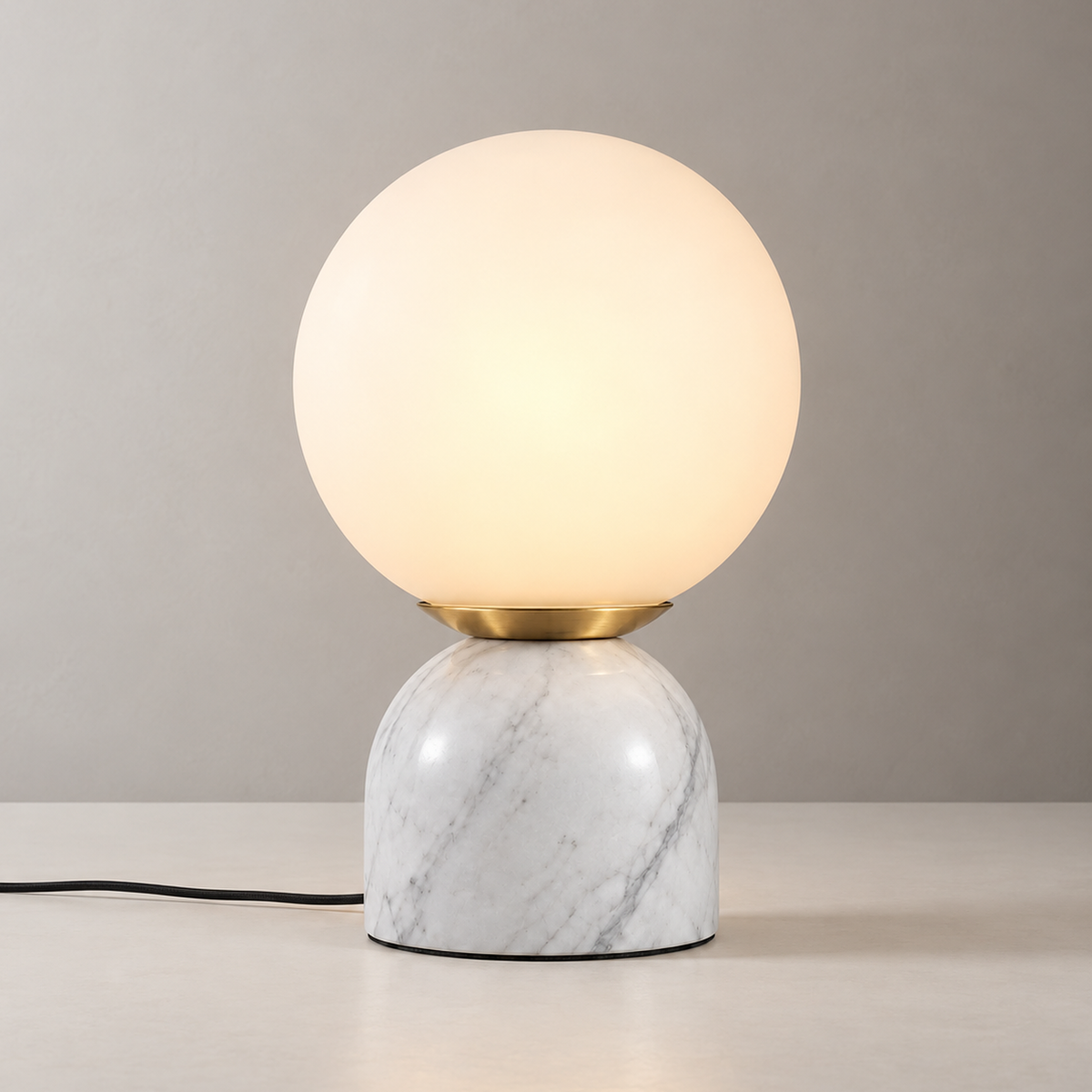 Paloma Marble Table Lamp, white marble, studio photo