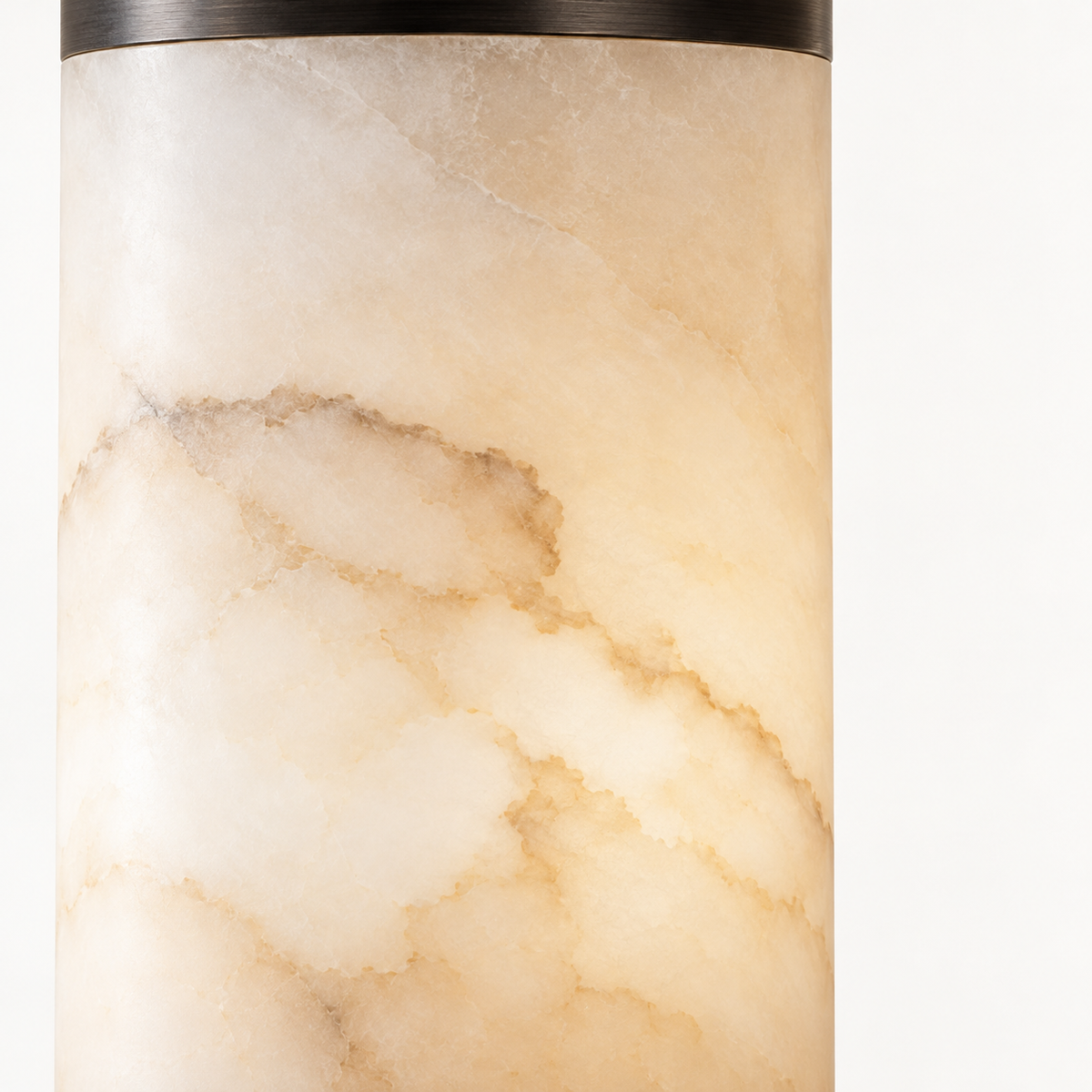 Sirio Alabaster Cylinder Wall Light, black finish, studio photo