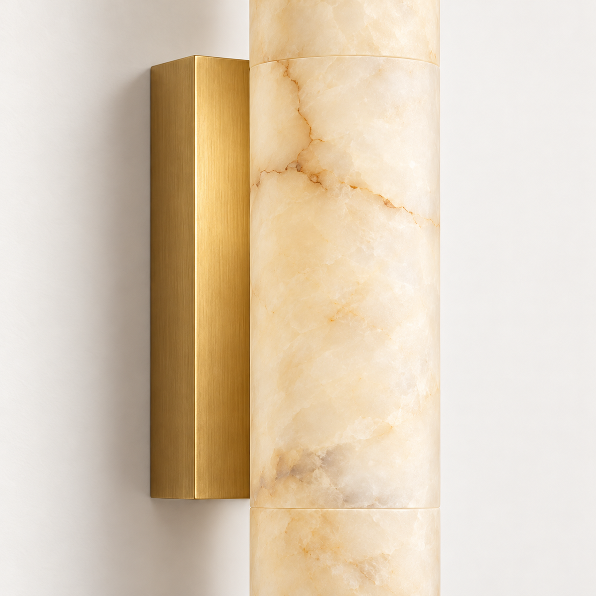 Vera Alabaster Column Wall Light, brass finish, studio photo