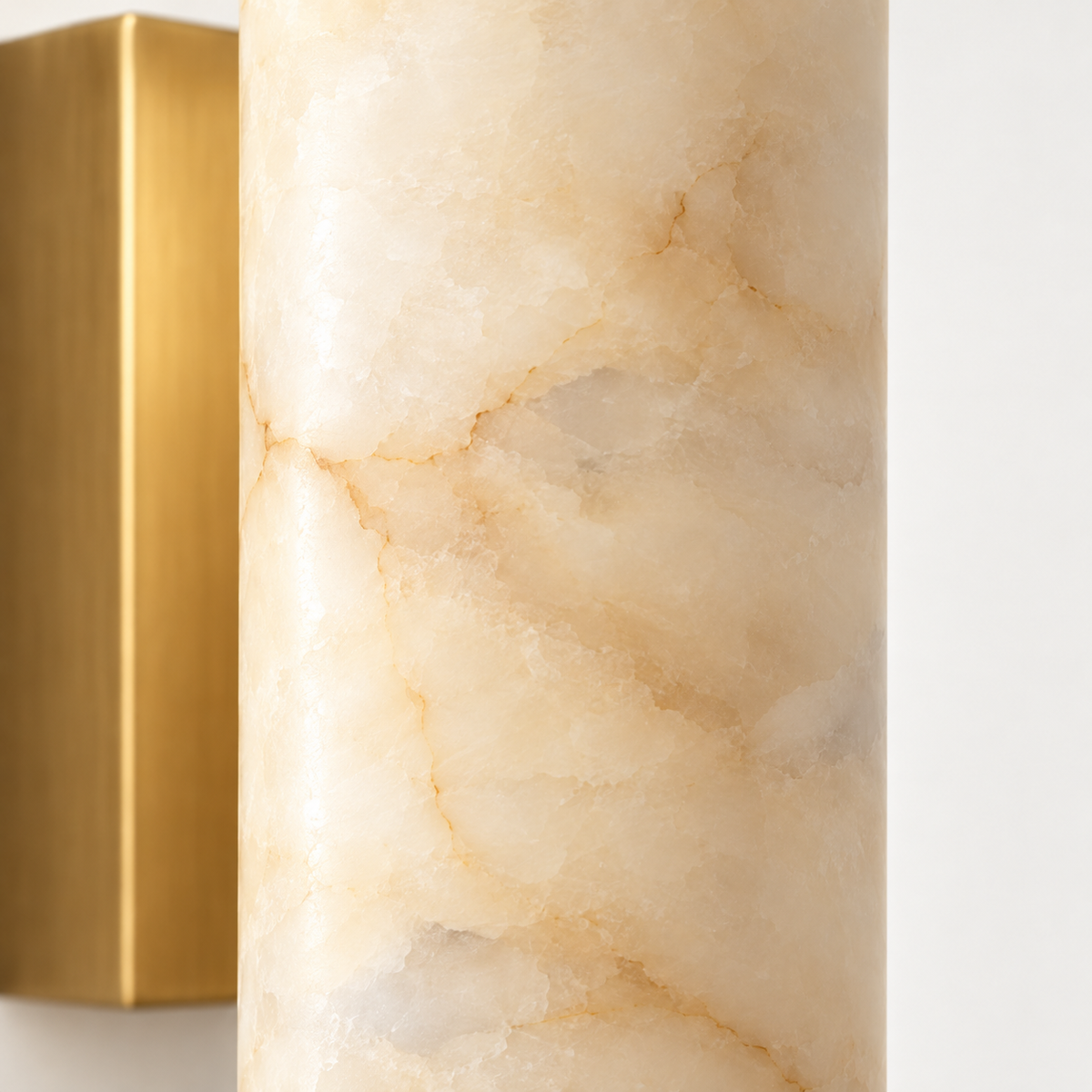 Vera Alabaster Column Wall Light, brass finish, studio photo